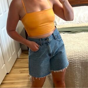 Orange satin crop top